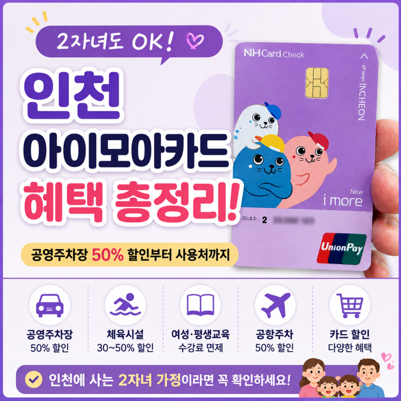 인천 아이모아카드 혜택 총정리｜2자녀도 가능? 공영주차장 50% 할인부터 사용처까지