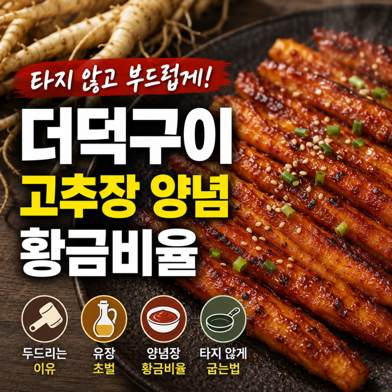 더덕구이 고추장 양념 황금비율은? 유장 초벌부터 타지 않게 굽는법 정리