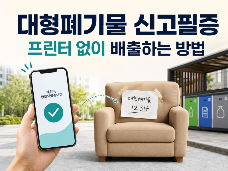 대형폐기물 신고필증, 프린터 없이 배출하는 방법