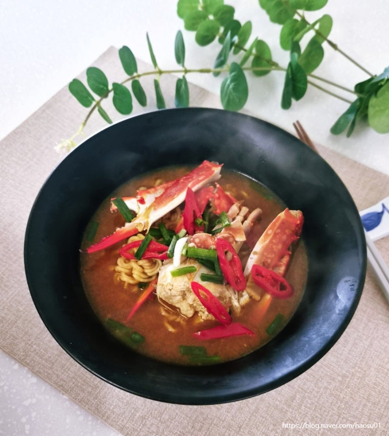 꽃게라면 맛있게 끓이는 법 냉동꽃게 다리 해물라면 레시피