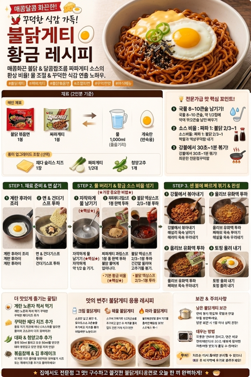 [광고]단짠매콤의 정석! 실패 없는 불닭 짜파게티(불닭게티) 황금 비율 레시피