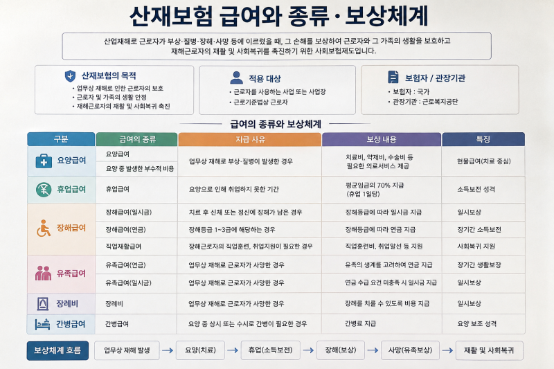 산재보험 급여의 종류와 보상체계