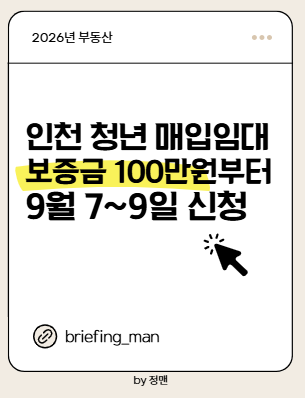 2026 인천 청년 매입임대주택 6차 모집, 보증금 100만원부터 신청자격·일정 총정리