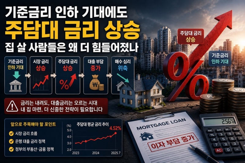 기준금리 인하 기대에도 주담대 금리 상승…집 살 사람들은 왜 더 힘들어졌나