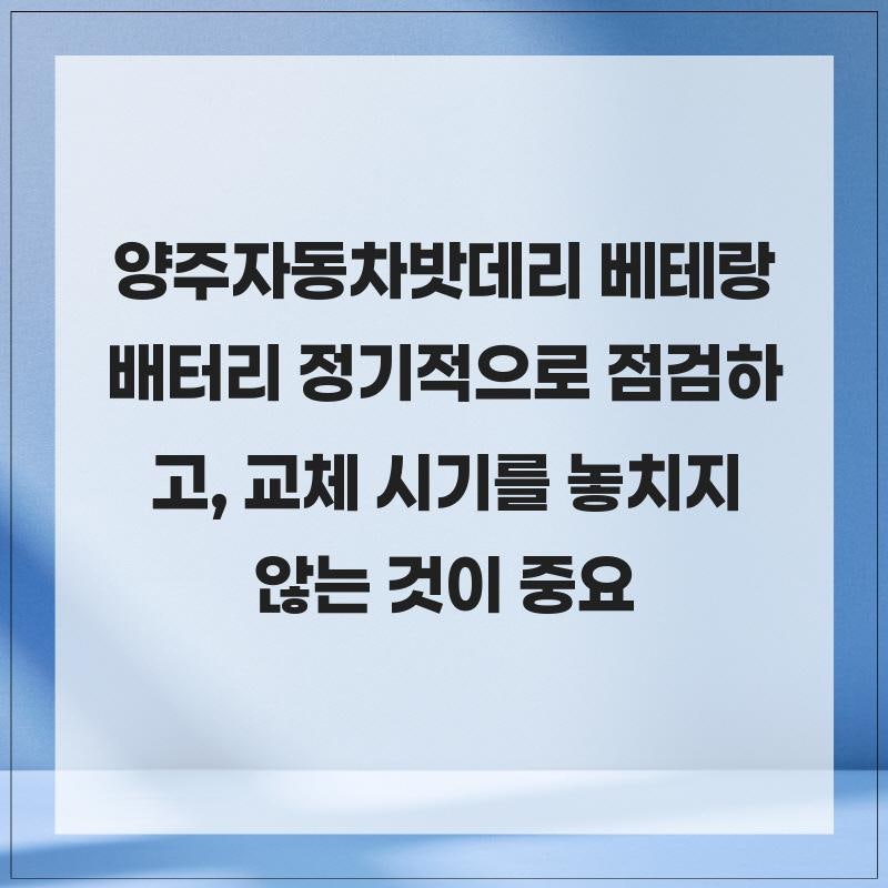 양주자동차밧데리 베테랑 배터리 정기적으로 점검하고, 교체 시기를 놓치지 않는 것이 중요