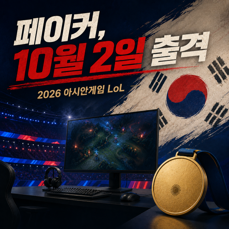 2026 아시안게임 롤 일정 페이커 한국 경기시간부터 중계·대진표까지