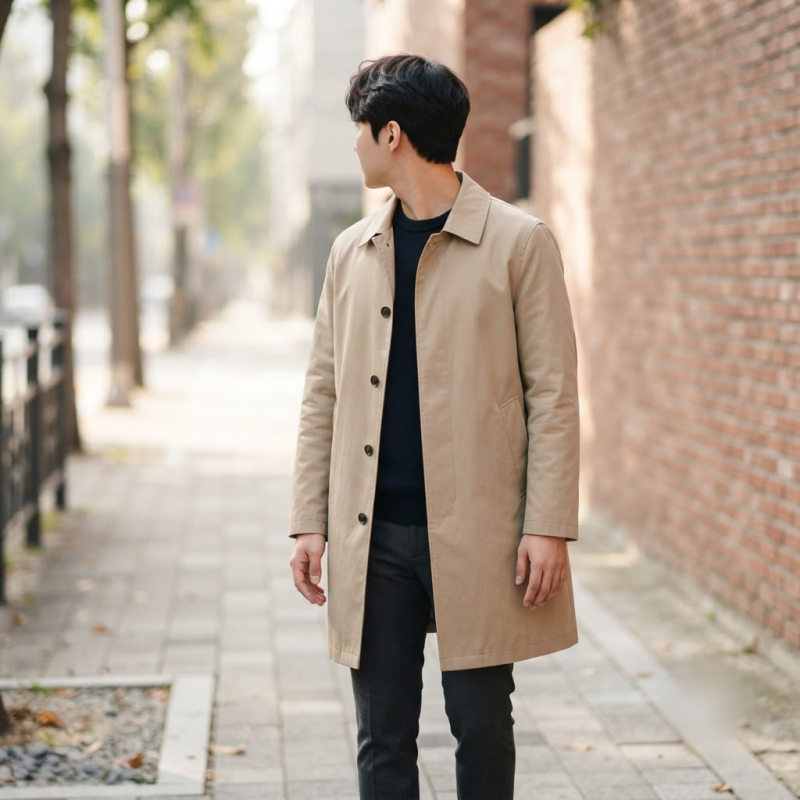 남자트렌치코트코디 기장 어깨선 체형별 고르는 법