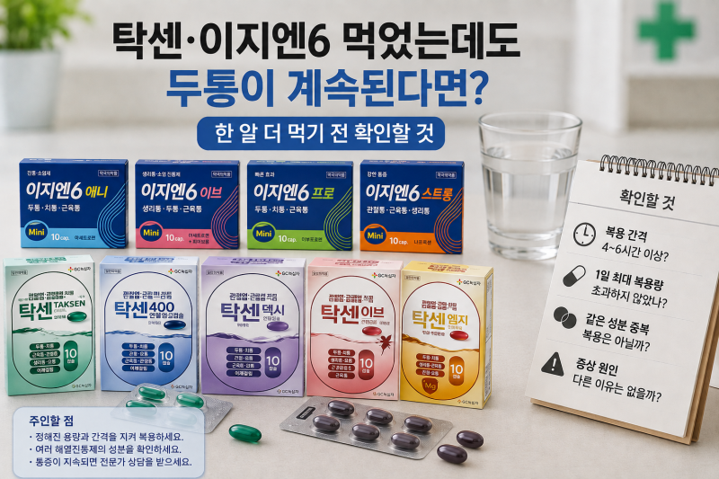 탁센·이지엔6 먹었는데도 두통이 계속된다면? 한 알 더 먹기 전 확인할 것