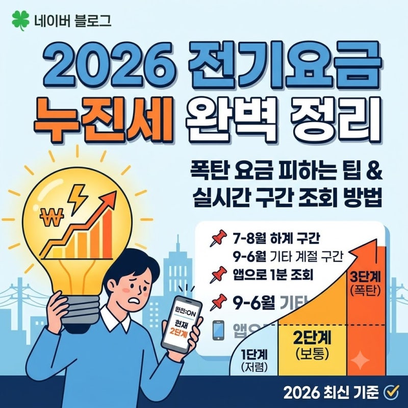 2026 전기요금 누진세 구간 계산법 & 실시간 조회 방법 총정리 (폭탄 요금 피하는 팁)