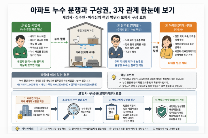 아랫집 누수, 보험처리와 구상권