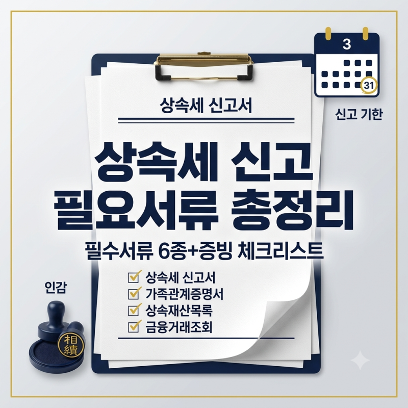 상속세 신고 필요서류 2026, 필수서류 6종부터 재산·채무 증빙까지