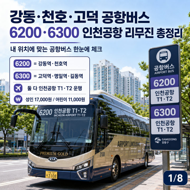 강동·천호·고덕 공항버스｜6200·6300 인천공항 리무진 총정리