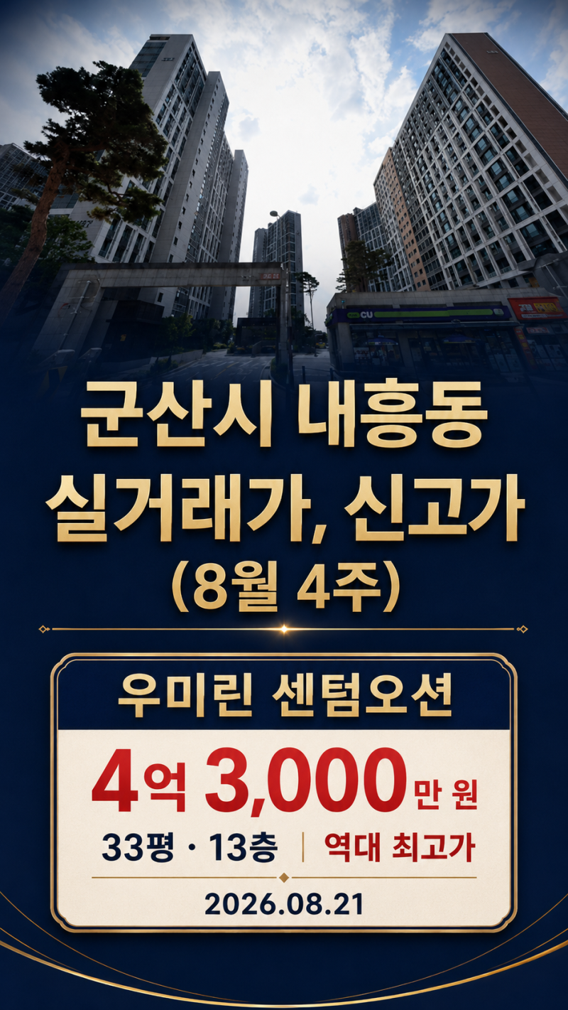 군산 내흥동 아파트 실거래가｜우미린·한라비발디 신고가 경신