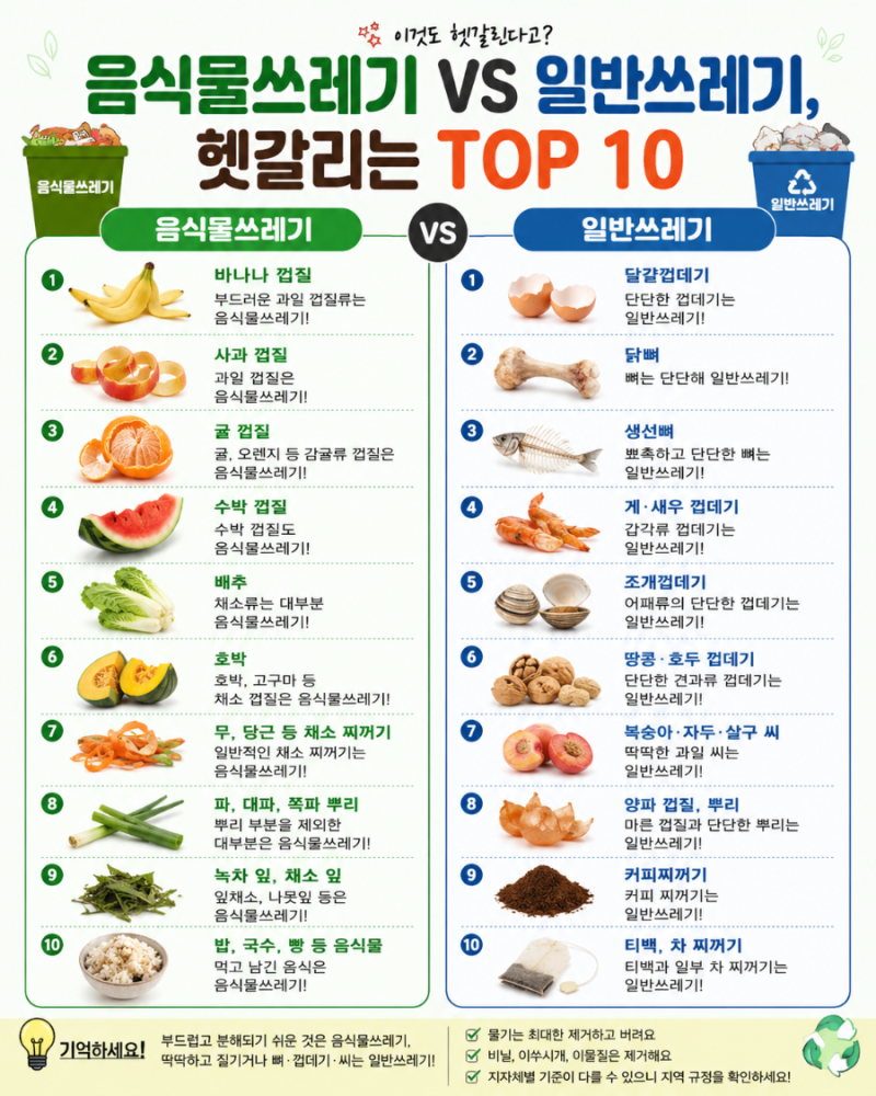 음식물쓰레기 일반쓰레기 구분법 총정리｜헷갈리는 음식물 쓰레기 분리배출