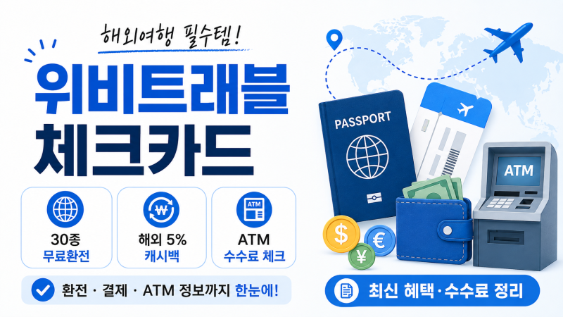위비트래블 체크카드 총정리｜30종 무료환전·해외 5% 캐시백·ATM 수수료·발급방법
