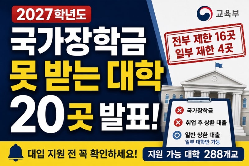 2027 국가장학금 못 받는 대학 20곳 발표｜학자금대출 제한까지? 재학생은?