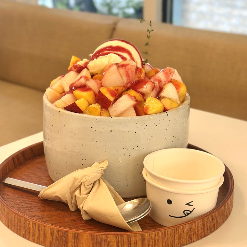 안양 동편마을 브런치 카페 키에라코트:복숭아빙수 짱맛탱