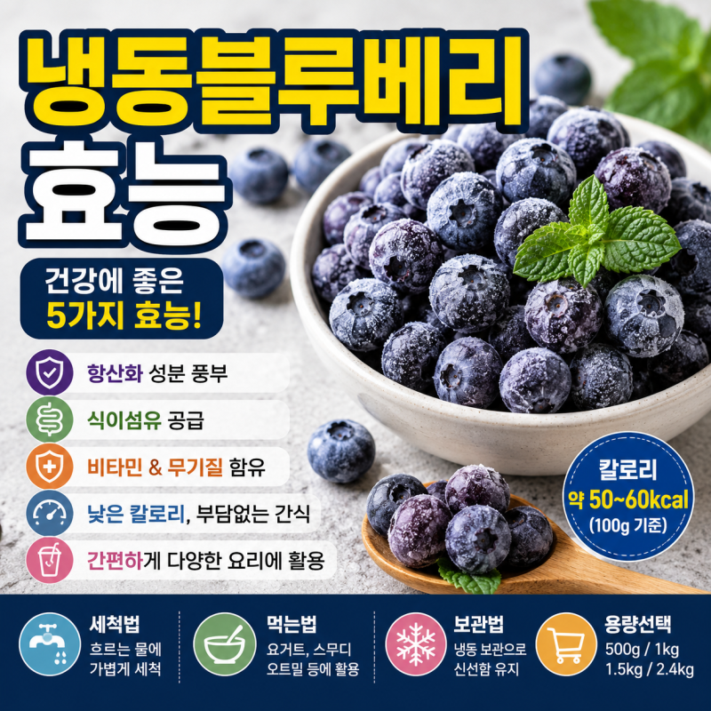 냉동블루베리 효능 5가지, 칼로리부터 세척·먹는법까지 알아보기