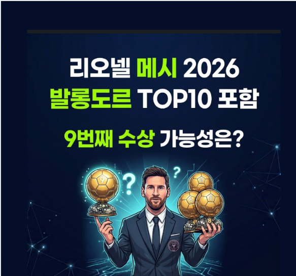 리오넬 메시 2026 발롱도르 TOP10 포함｜9번째 수상 가능성은?