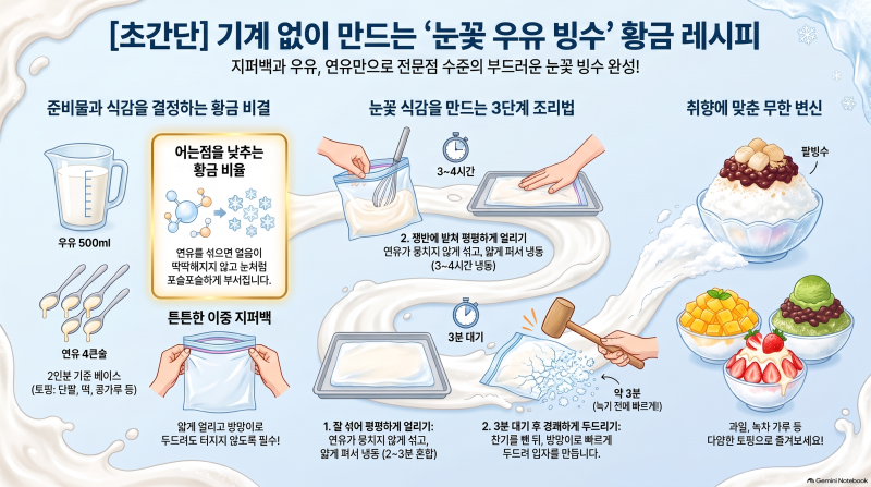 눈꽃빙수 레시피