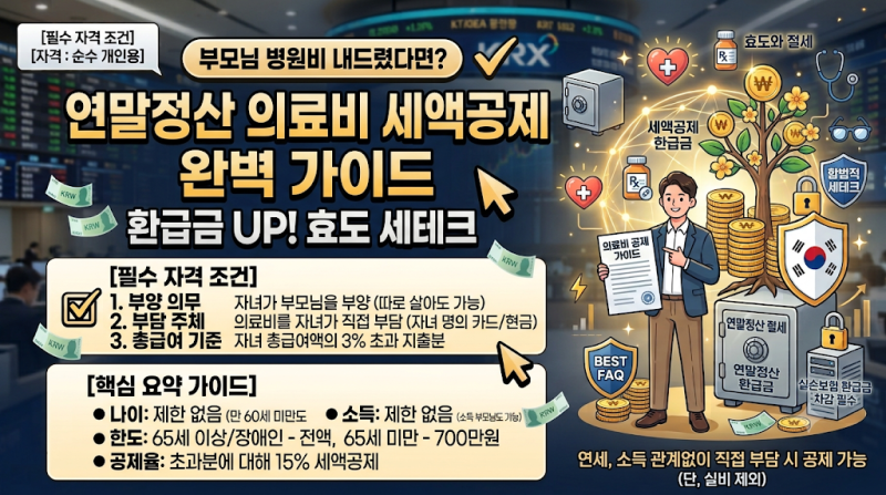 부모님 병원비 내드렸다면? 연말정산 의료비 세액공제 완벽 가이드 (부모님 의료비 공제 방....