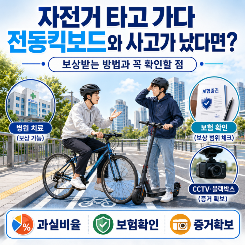 자전거 타고 가다 전동킥보드와 사고가 났다면? 보상받는 방법