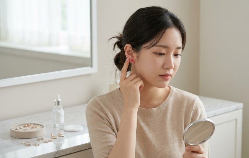 귀걸이 후 귓불이 가렵고 붉어지는 이유, 금속·땀·마찰을 순서대로 확인해보세요