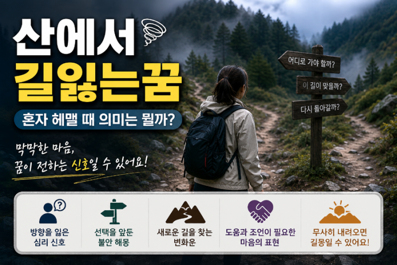 산에서길잃는꿈 혼자 헤맬 때 의미는 뭘까?