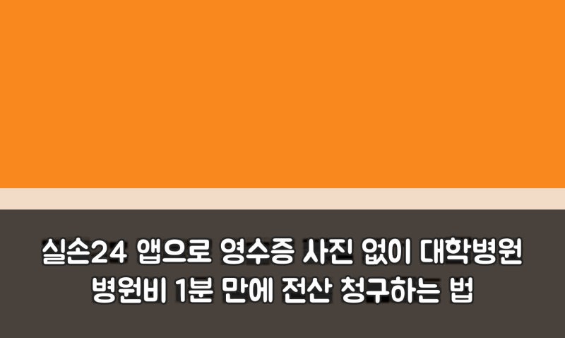 실손24 앱으로 영수증 사진 없이 대학병원 병원비 1분 만에 전산 청구하는 법