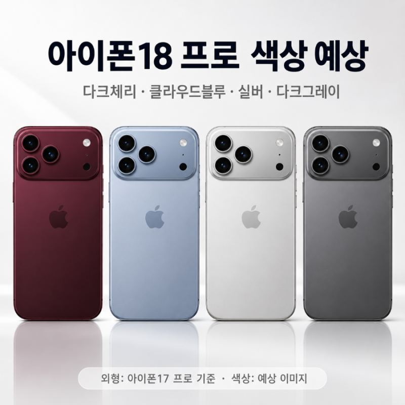 아이폰18 프로 색상 예상｜다크체리·클라우드블루·실버·다크그레이