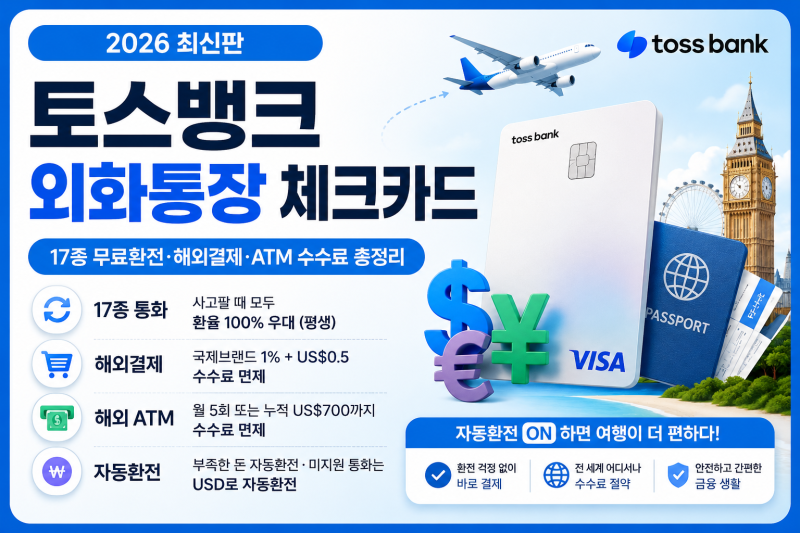 토스뱅크 외화통장 + 체크카드｜환전·해외결제·ATM 수수료 정리