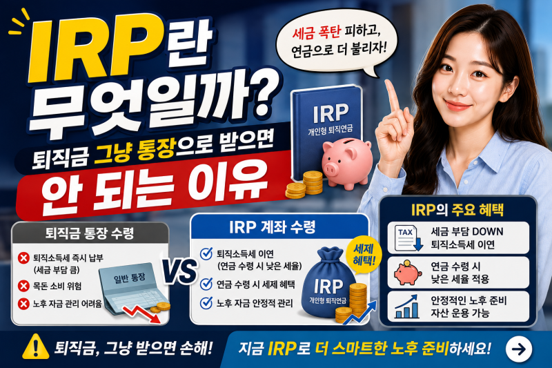 IRP란 무엇일까?｜퇴직금 그냥 통장으로 받으면 안 되는 이유