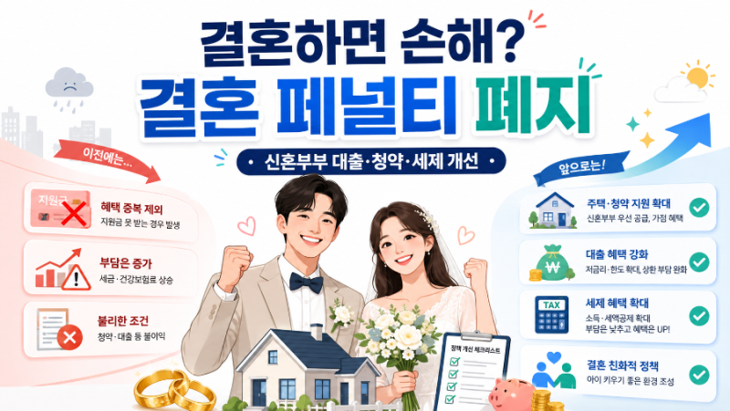 2027 혼인지원금 100만원, 신혼부부 혜택 뭐가 달라지나? 결혼 페널티까지 총정리