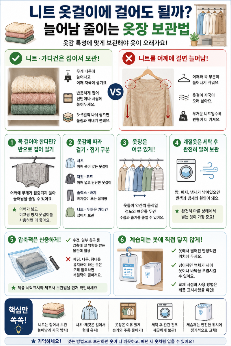 니트 옷걸이에 걸어도 될까? 늘어남 줄이는 옷장 보관법