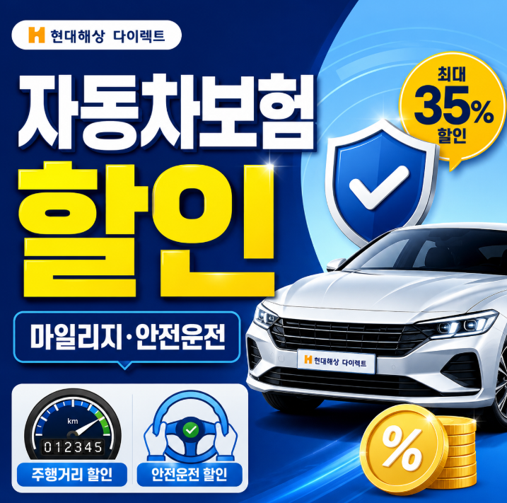 현대해상 다이렉트 자동차보험 할인특약, 마일리지·안전운전 할인은?