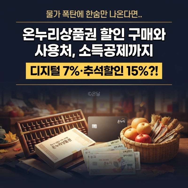 "물가 폭탄에 한숨만 나온다면.." 온누리상품권 할인 구매와 사용처, 소득공제까지 (디지털 7%....