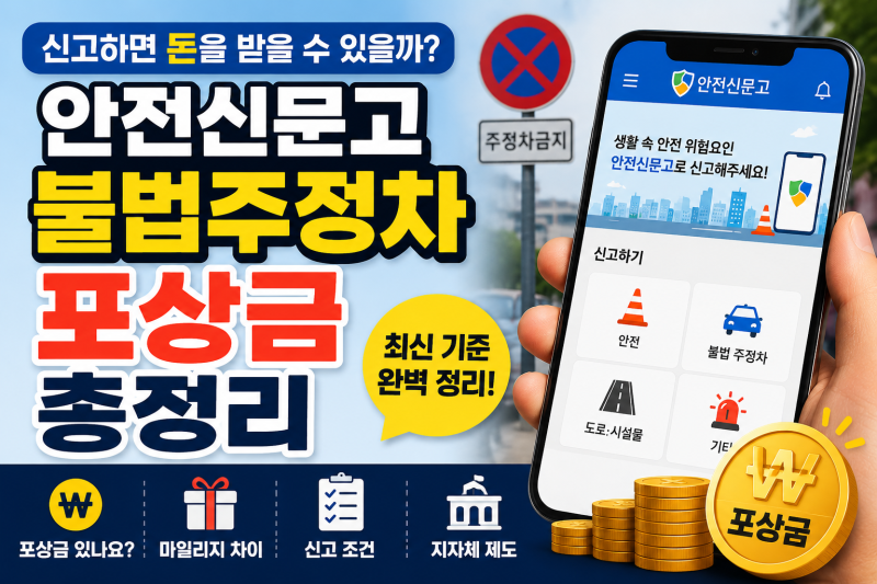 안전신문고 불법 주정차 포상금 총정리, 신고하면 얼마 받을까?