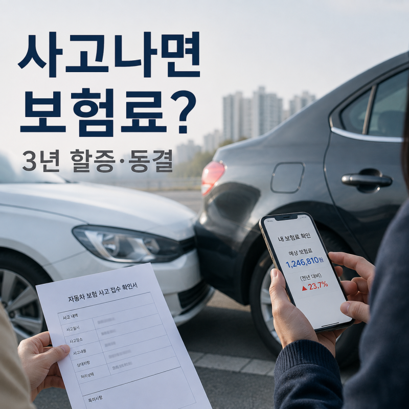 자동차 사고 보험처리하면 보험료 얼마나 오를까? 3년 할증·동결 기준