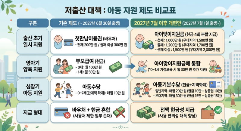 [2027년 7월 출산 지원금 개편 총정리] 첫만남이용권·부모급여 폐지? 아이맞이지원금 최대 2,00....