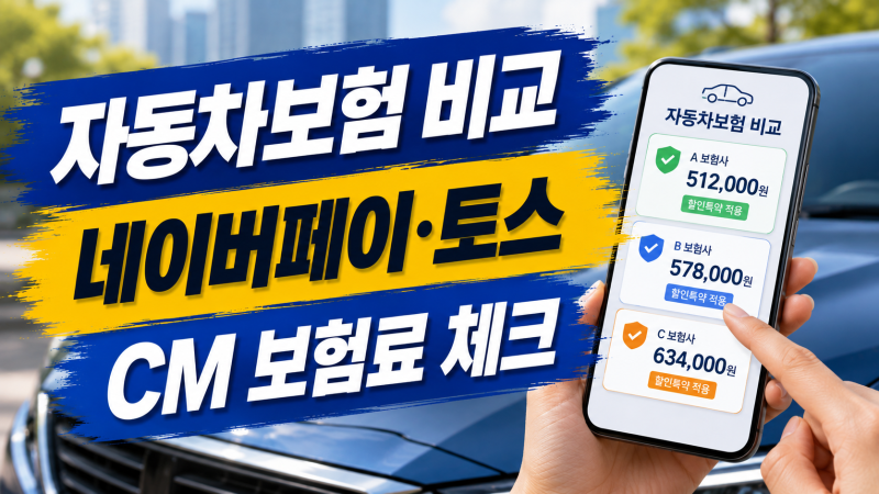 자동차보험 비교·추천서비스 2.0 이용법, 네이버페이·토스에서 CM 보험료·할인특약 비교하....