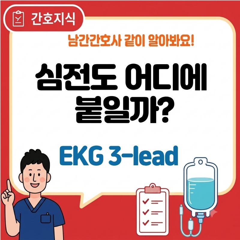 EKG 부착위치3-lead 흰검빨·빨노초 색상 차이와 리듬 확인법