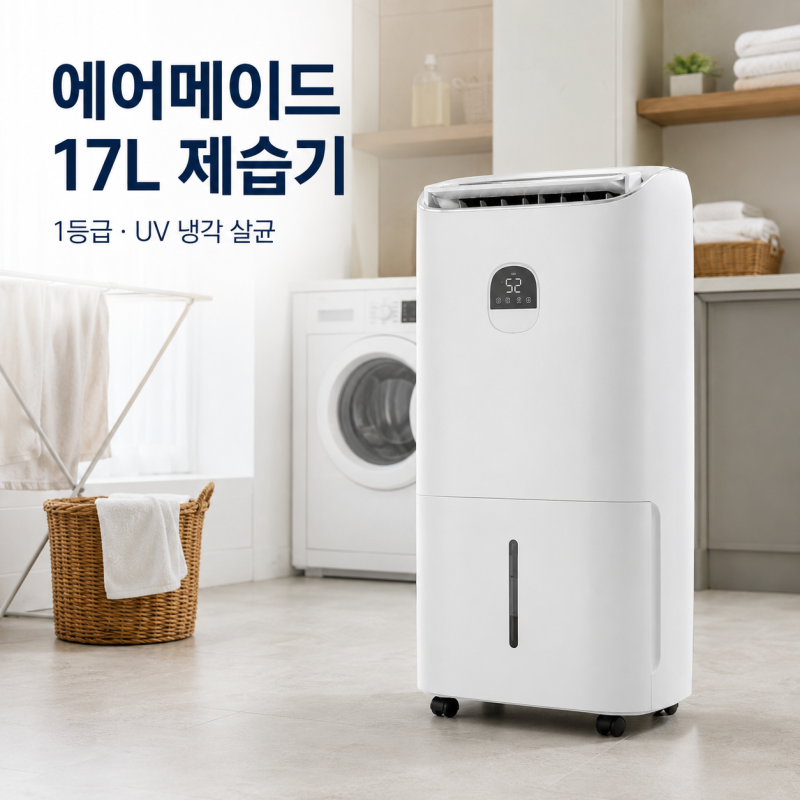 "당신의 바람을 만드는곳" 에어메이드 1등급 제습기 17L 가정용 습도조절 UV 냉각 살균 2000Y,습....