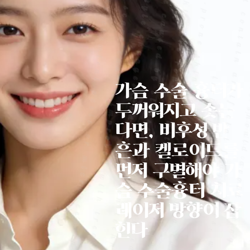 가슴 수술 흉터가 두꺼워지고 솟는다면, 비후성 반흔과 켈로이드를 먼저 구별해야 가슴 수술....