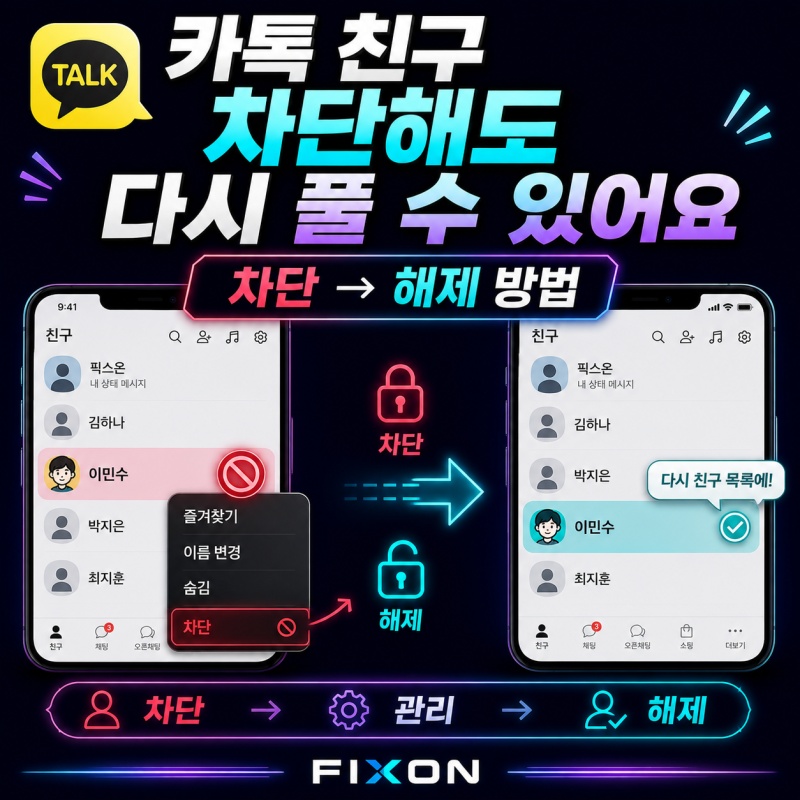 카카오톡 친구 차단하고 다시 해제하는 방법