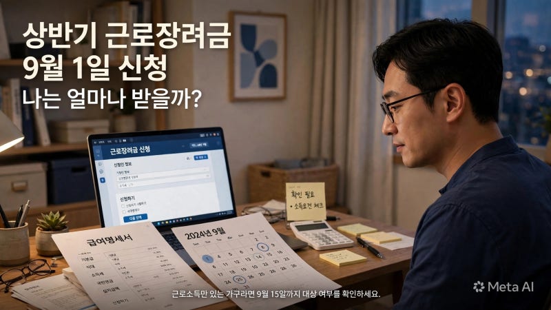 2026 상반기 근로장려금 9월 1일 신청｜15일까지 대상·금액·지급일 총정리