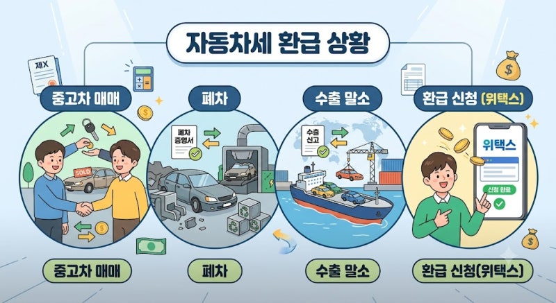 자동차세 환급 받는 방법 총정리 중고차 이전 폐차 수출 말소 후 환급 팁