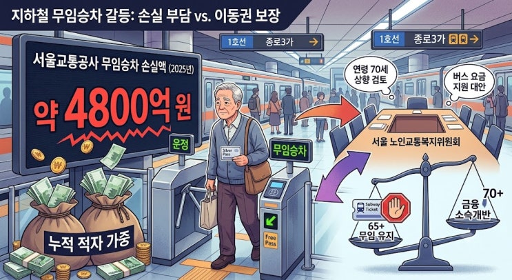 [노인복지] 지하철 무임승차 손실 4800억, 노인 연령 70세 상향 논의를 둘러싼 갈등