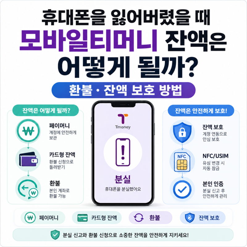 휴대폰을 잃어버렸을 때 모바일티머니 잔액은 어떻게 될까? 환불·잔액 보호 방법