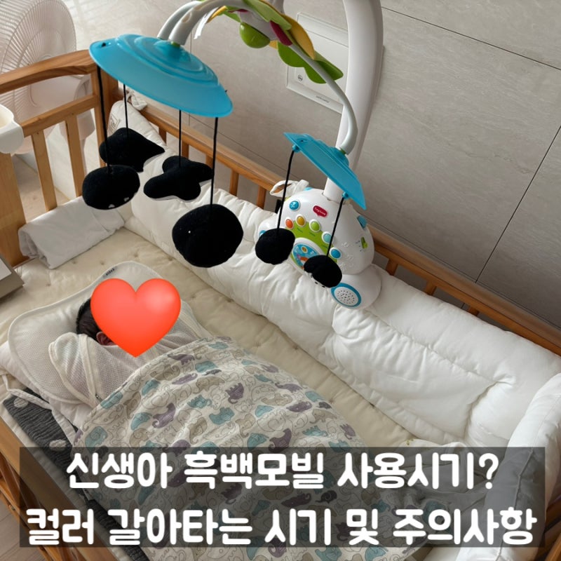 신생아 흑백모빌 사용시기, 높이 주의사항! 컬러모빌 교체 시기, 위치 총정리!