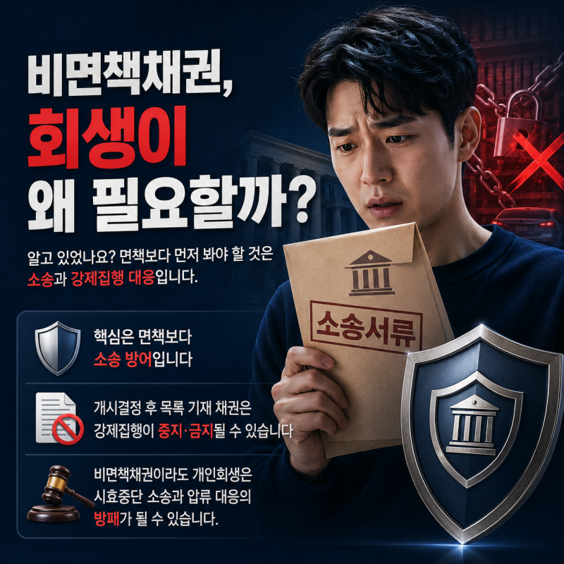 비면책채권 개인회생, 소장이 왔다면 어떻게 해야 할까｜소송·중지명령 대응